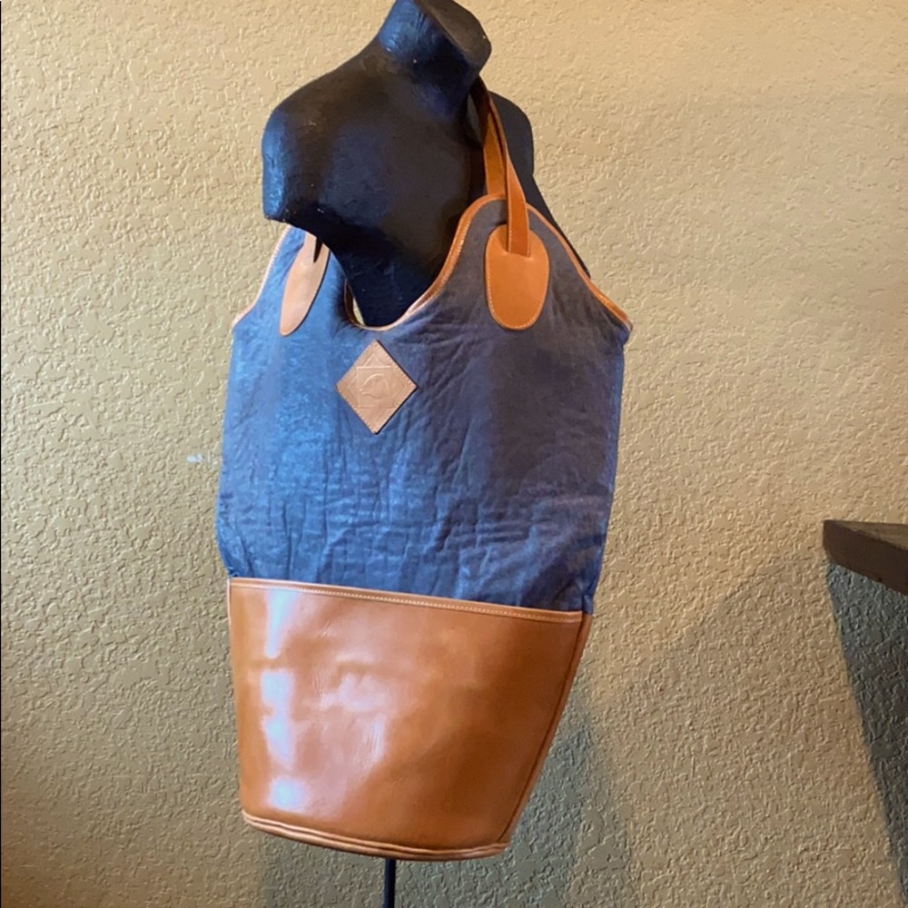 Vintage Katherine Ward Denim Leather Bag Purse